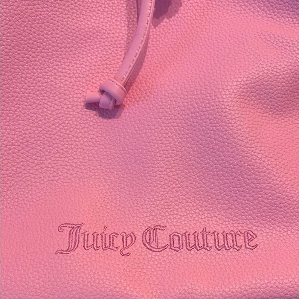 Juicy Couture Pebbled Leather Pink Drawstring  Large Shoulder Bag